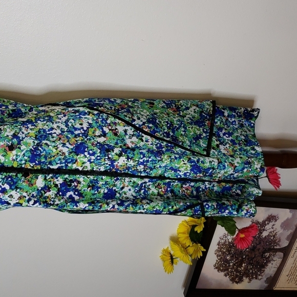 Ann Taylor High to Low A Line Dress Watercolor Casual Office Preppy Designer - Picture 10 of 15